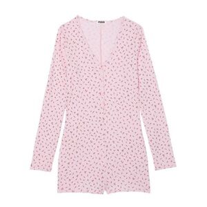 Victoria's Secret PINK Cotton Heart Pointelle Romper One Piece Pajama Size Large